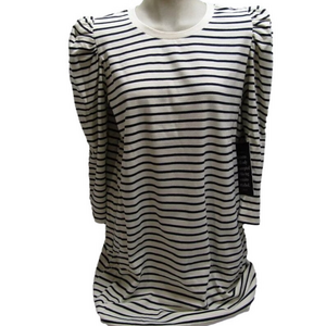 NEW POMANDER PLACE Womens Navy Striped Knit Popover Shirt Size XL Cream/Navy